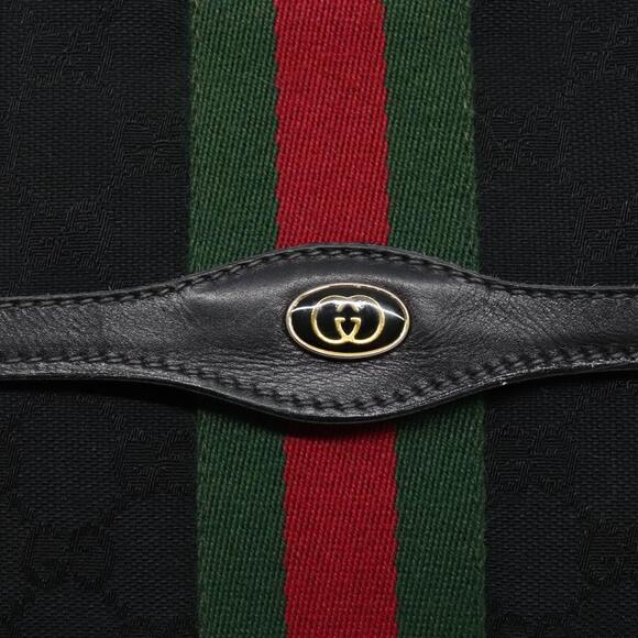 GUCCI Web Sherry Line GG Canvas Shoulder Bag Black Gold 37 04 37 04 - Picture 14 of 16